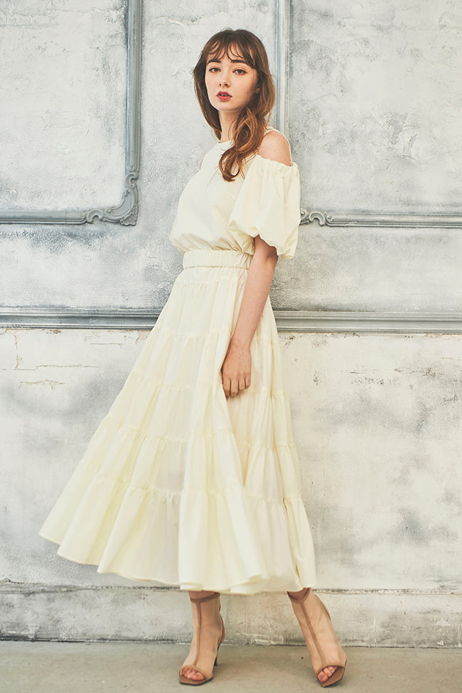 pium チュールカットアウトティアードワンピース チュールカットアウトティアードワンピース – pium