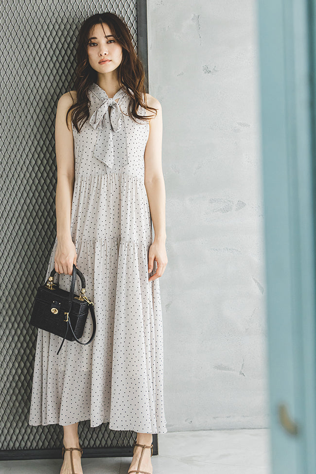 2weyワンピース　ドット　結婚式 オケージョンドレス/結婚式/2サイズ展開/SET ITEM/インナー付き