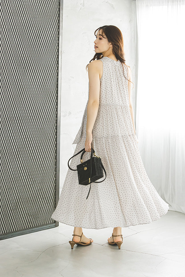 2weyワンピース　ドット　結婚式 オケージョンドレス/結婚式/2サイズ展開/SET ITEM/インナー付き